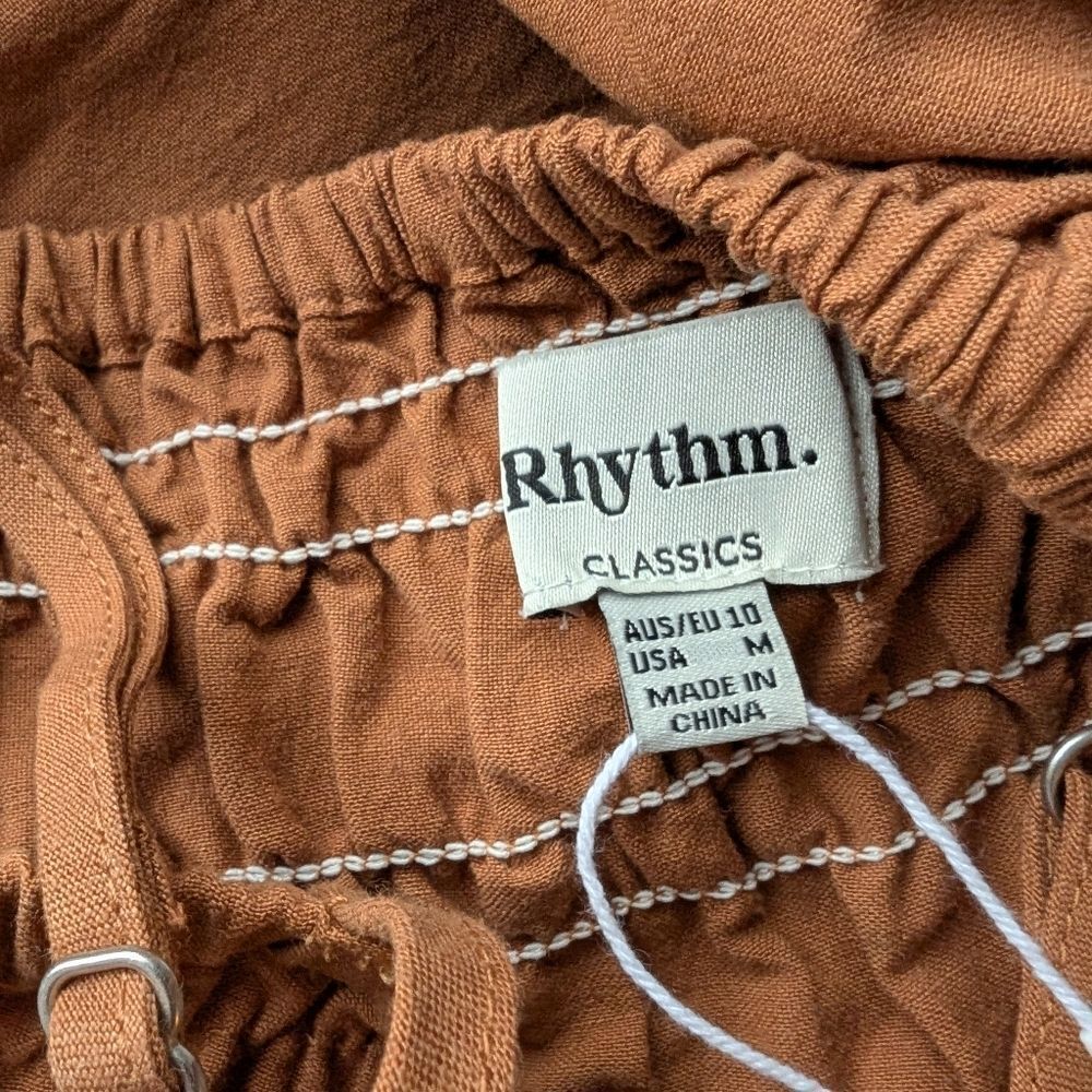 Rhythm Rust Smocked Strap Midi in Burnt Orange - Picture 9 of 13